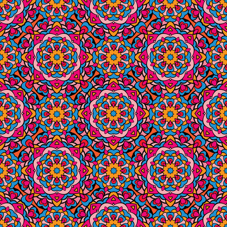 Squared background - ornamental seamless pattern. Design for bandanna, carpet, shawl, pillow or cushion.のイラスト素材