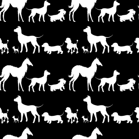 Pattern with white dogs silhouettesのイラスト素材