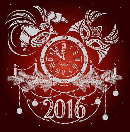 New Year's masquerade. Christmas. Set for creativity.のイラスト素材