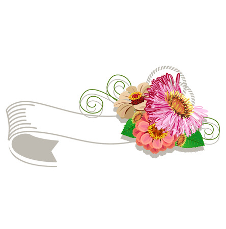 Vintage ribbon with flowers freeのイラスト素材