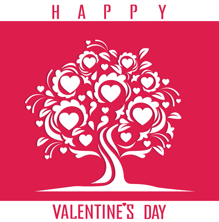Happy Valentines Day card with treeのイラスト素材