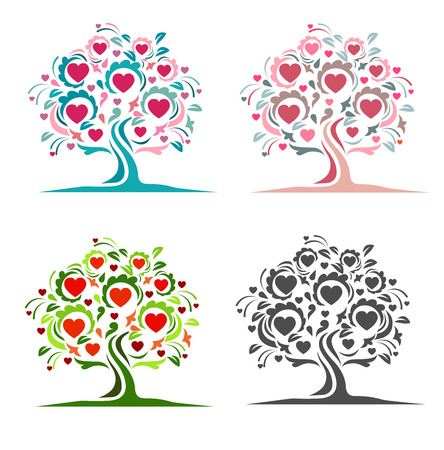 Tree of hearts setのイラスト素材