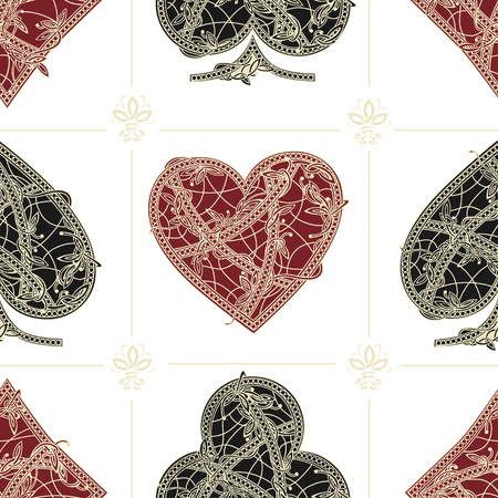 Vintage seamless pattern card suitsのイラスト素材