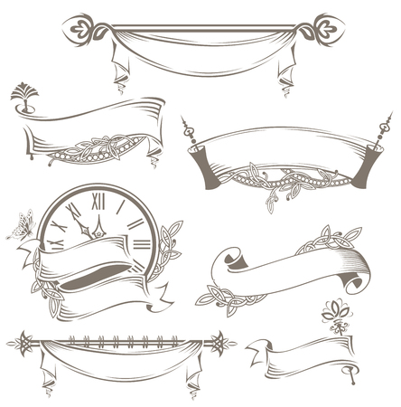 Vintage ribbons and bannersのイラスト素材