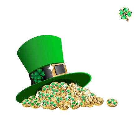 Green leprechaun hat and coins.のイラスト素材