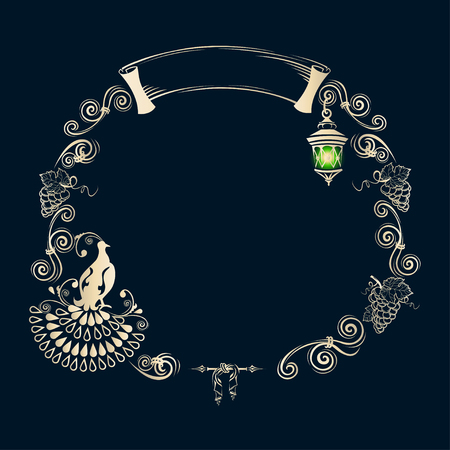 Vintage frame with a birdのイラスト素材