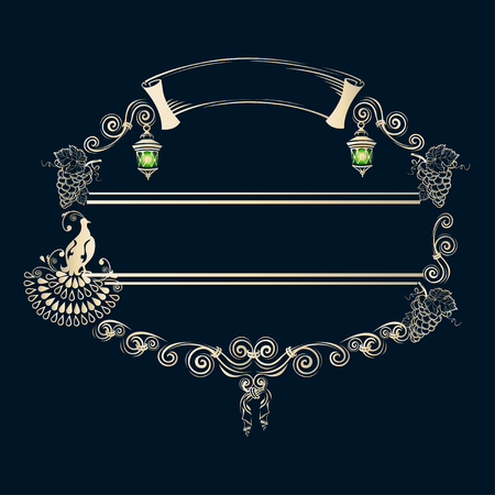 Vintage frame with a birdのイラスト素材