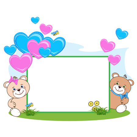 Teddy bear with heart frameのイラスト素材