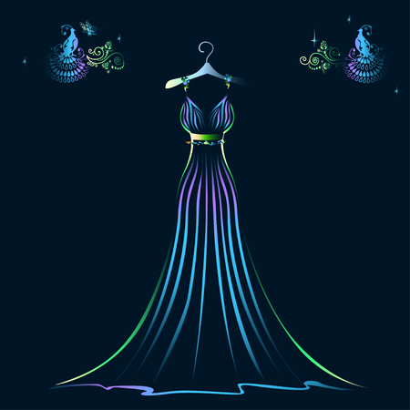 Beautiful shining evening dress silhouetteのイラスト素材