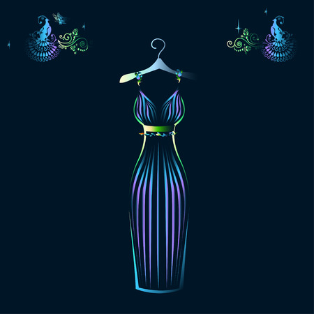 Beautiful shining evening dress silhouetteのイラスト素材