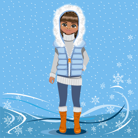 Pretty girl on a winter backgroundのイラスト素材