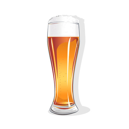 Realistic glass with beerのイラスト素材