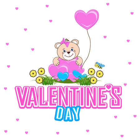 Postcard with a teddy bear illustration.のイラスト素材