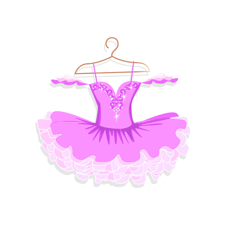 Dance dress with sparkles on a hanger. Vector illustration.のイラスト素材