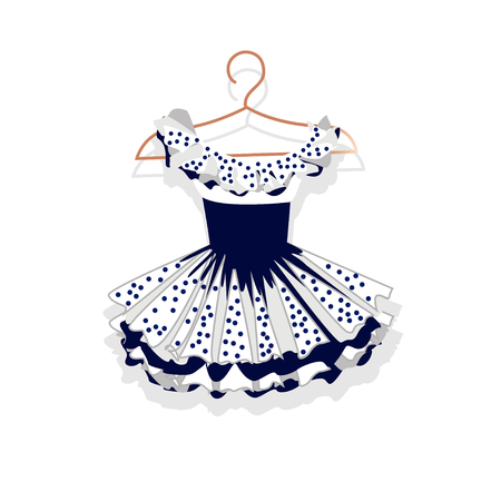 Dress with a lush skirt on the hanger. Vector illustration.のイラスト素材