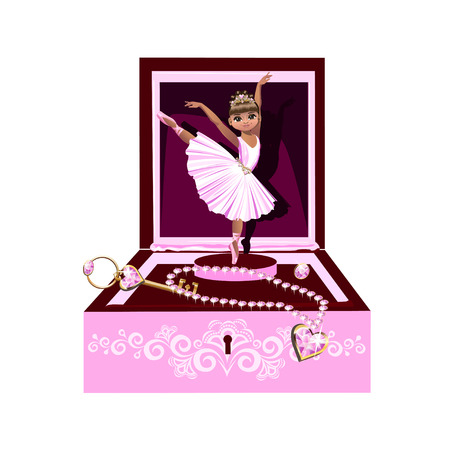 music box for jewelry with a ballerina. Vector illustration.のイラスト素材