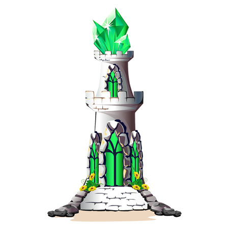 Fairytale tower with green crystals.のイラスト素材