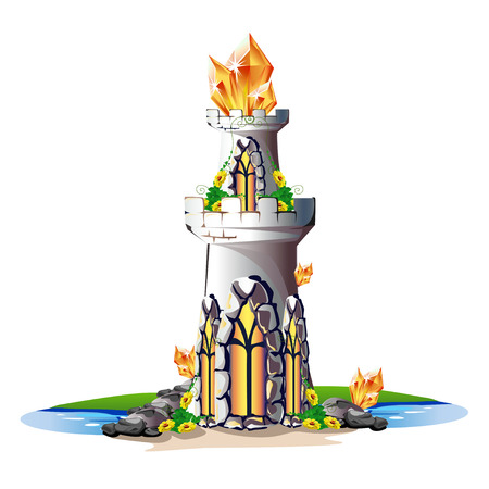 Fairy tale tower with yellow crystals.のイラスト素材