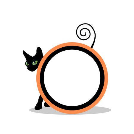 Halloween background with a black catのイラスト素材
