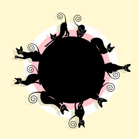 Color frames with black cats.のイラスト素材