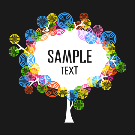 Colorful background with a beautiful tree. Vector invitation template or card with lace pattern.のイラスト素材