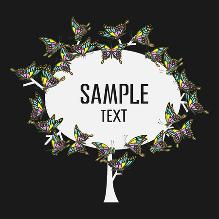 Colorful tree with lace butterfliesのイラスト素材