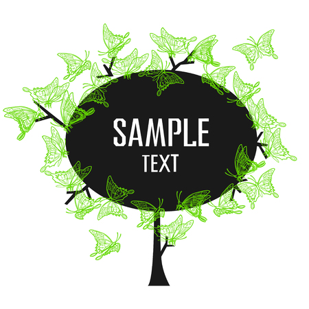 Colorful tree with lace butterfliesのイラスト素材