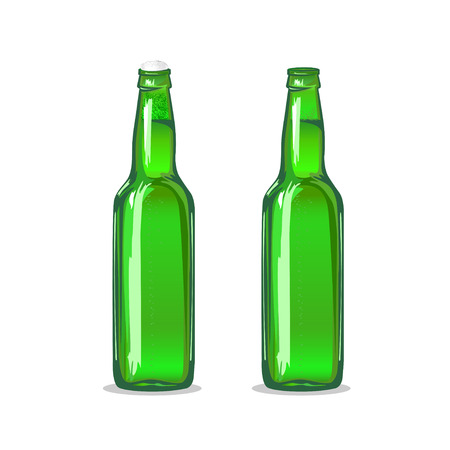 Green beer bottle isolated on white background. Vector illustration.のイラスト素材