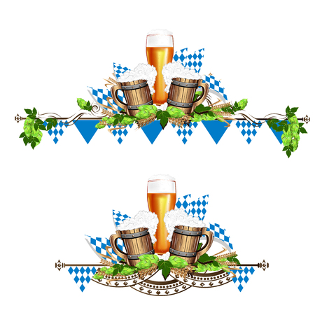 Vector illustration for a beer festival. Colorful invitation template or card.のイラスト素材