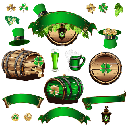 Saint Patrick Day. Vector set of illustrations for celebration.のイラスト素材