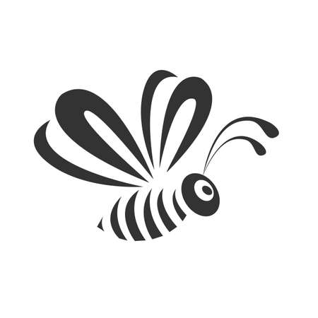 Vector slate of a stylized bee in a simple style for decoration or emblem. The bee flies in frontのイラスト素材