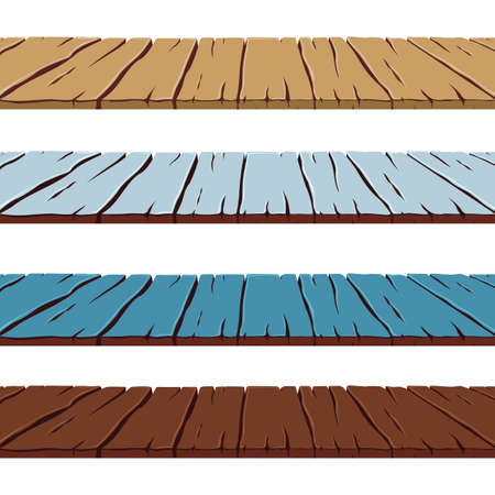 Vector set of old wooden surfaces. Old wooden table in different colors. Wooden background.のイラスト素材