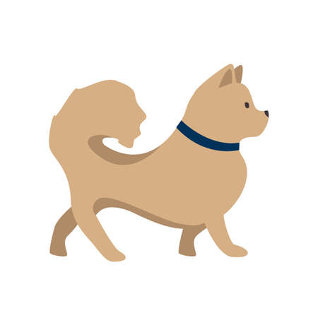Cute little dog for a walk. Pets. Vector illustration in a flat style.のイラスト素材