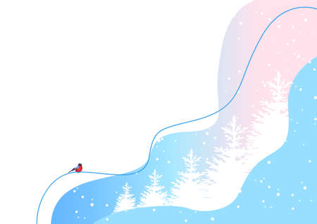 Abstract winter background with in a minimalist style. Vector illustration template for postcard, flyer or poster. Winter fairy tale. Christmas mood.のイラスト素材