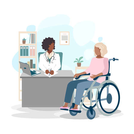 Patient at the reception in the doctor's office. medical assistance and care. to keep healthy. Vector illustration in a flat style.のイラスト素材