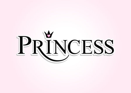 Cute word princess hand lettering with crown. Little princess calligraphy label for kids fashion graphics and t-shirt printsのイラスト素材