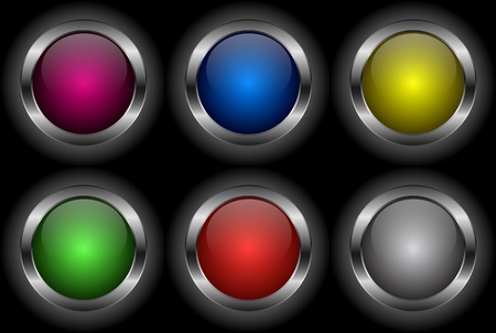 Set of glossy metal button iconsのイラスト素材