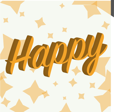 Happy word lettering Typography with the word happy.のイラスト素材
