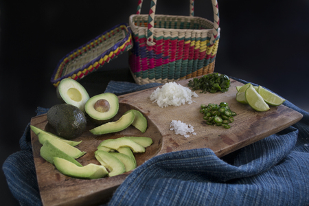 Ingredients for the preparation of guacamole or Mexican sauceの写真素材