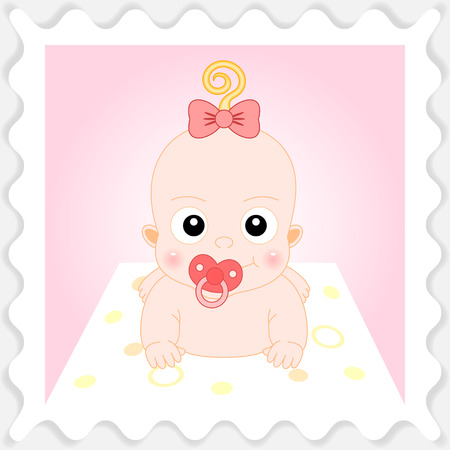 Illustration of Sweet Cartoon Baby Girlのイラスト素材