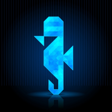 Abstract Seahorse on Dark Background. Polygonal Designのイラスト素材