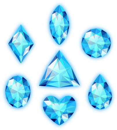 Set of colored gems isolated on white backgroundのイラスト素材