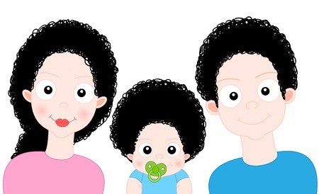 Ilustración de Cartoon Sweet Family with baby photo - Imagen libre de derechos