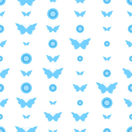 Pattern with butterflies and circles. Seamless backgroundのイラスト素材