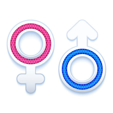 Male and female gender symbols isolated on whiteのイラスト素材