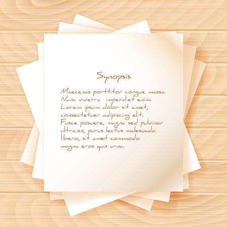 Stack of papers on wooden background. Vector illustrationのイラスト素材