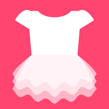 Cute white dress for little girl. Vector illustrationのイラスト素材