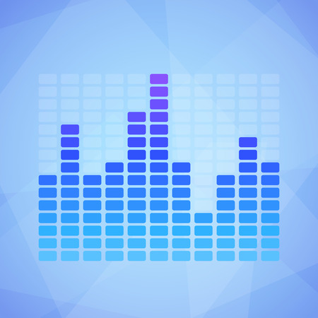 Blue equalizer on light abstract background. Vector illustrationのイラスト素材
