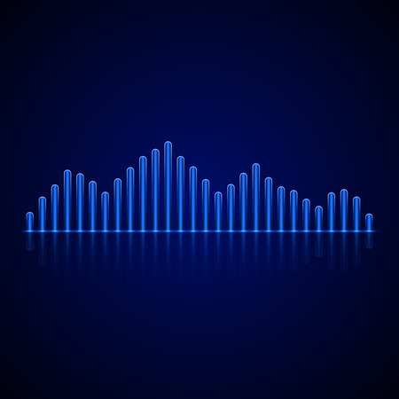 Blue Equalizer on Dark Background. Vector illustrationのイラスト素材