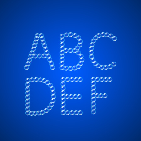 Alphabet of Air Bubbles on dark background. のイラスト素材